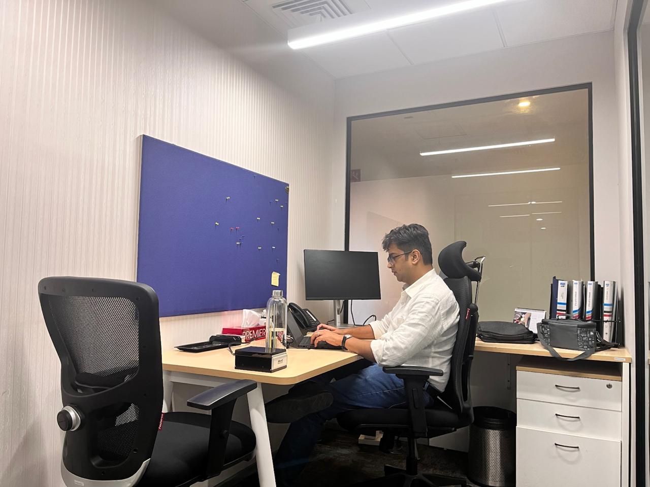 Working seriously at desk